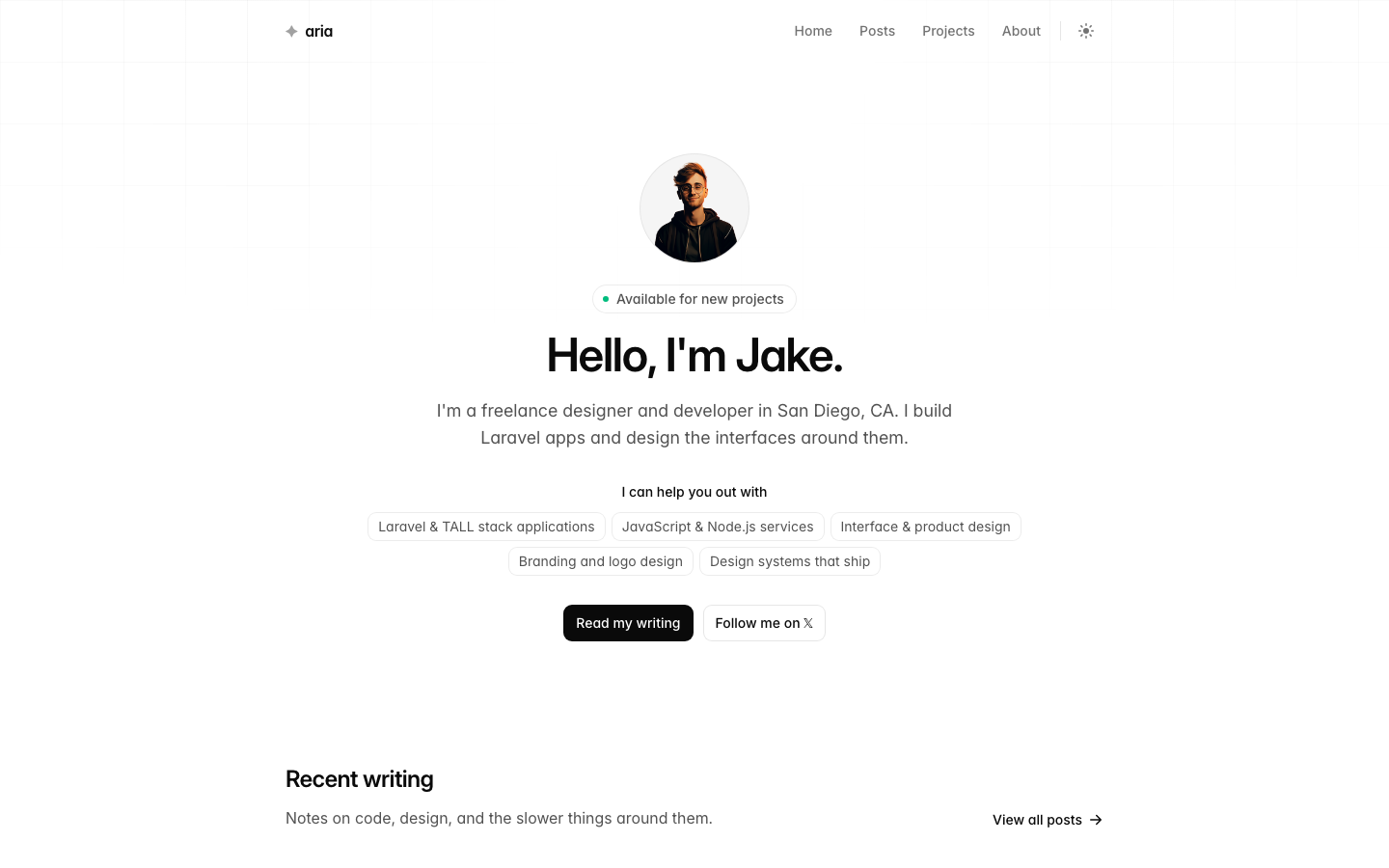 Aria template — live preview