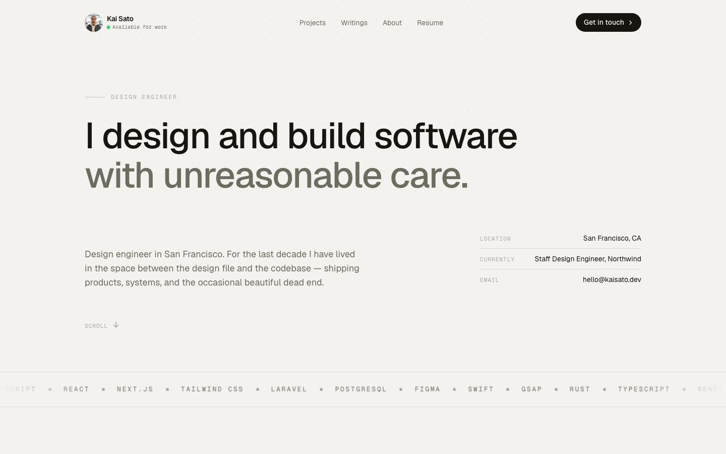 Folio template — live preview