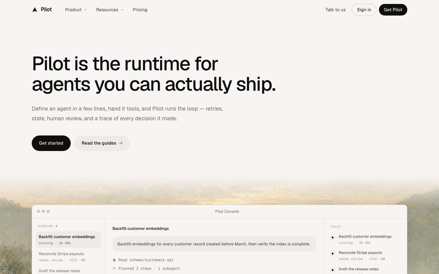 Pilot template — live preview